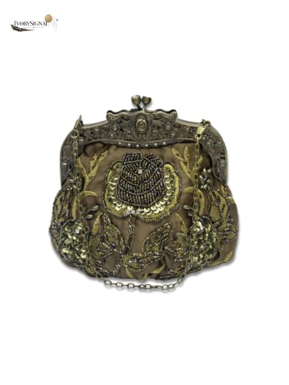Vintage 1920s Beaded Evening Bag Floral Sequin Clutch Purse Bridal Wedding